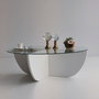 Hanah Home Lily - Mesa de centro blanca con cristal templado